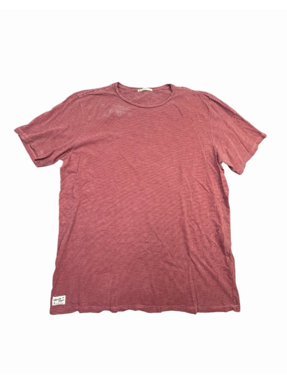 Marine Layer Men’s XL Red Black Striped Crew Neck T-Shirt Soft Cotton Casual Tee